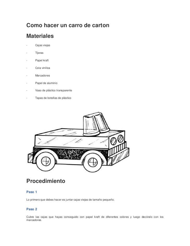 20 Inspiration Como Hacer Un Carro De Carton Pequeno Paso A Paso Mois Sanit