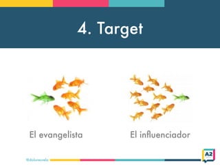 4. Target
@doloresvela
El evangelista El inﬂuenciador
 