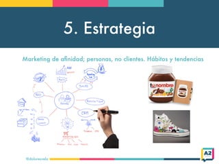 5. Estrategia
@doloresvela
Marketing de aﬁnidad; personas, no clientes. Hábitos y tendencias
 