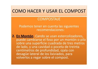 Como Hacer Y Usar El Compost