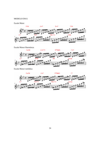 24
MODELO EM G
Escala Maior
Escala Menor Harmônica
Escala Menor melódica
 