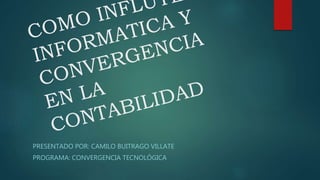 PRESENTADO POR: CAMILO BUITRAGO VILLATE
PROGRAMA: CONVERGENCIA TECNOLÓGICA
 