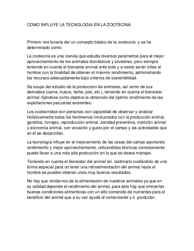 Como Influye La Tecnologia En La Zootecnia