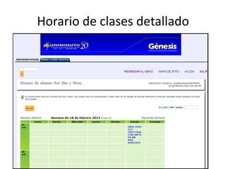 Horario de clases detallado
 