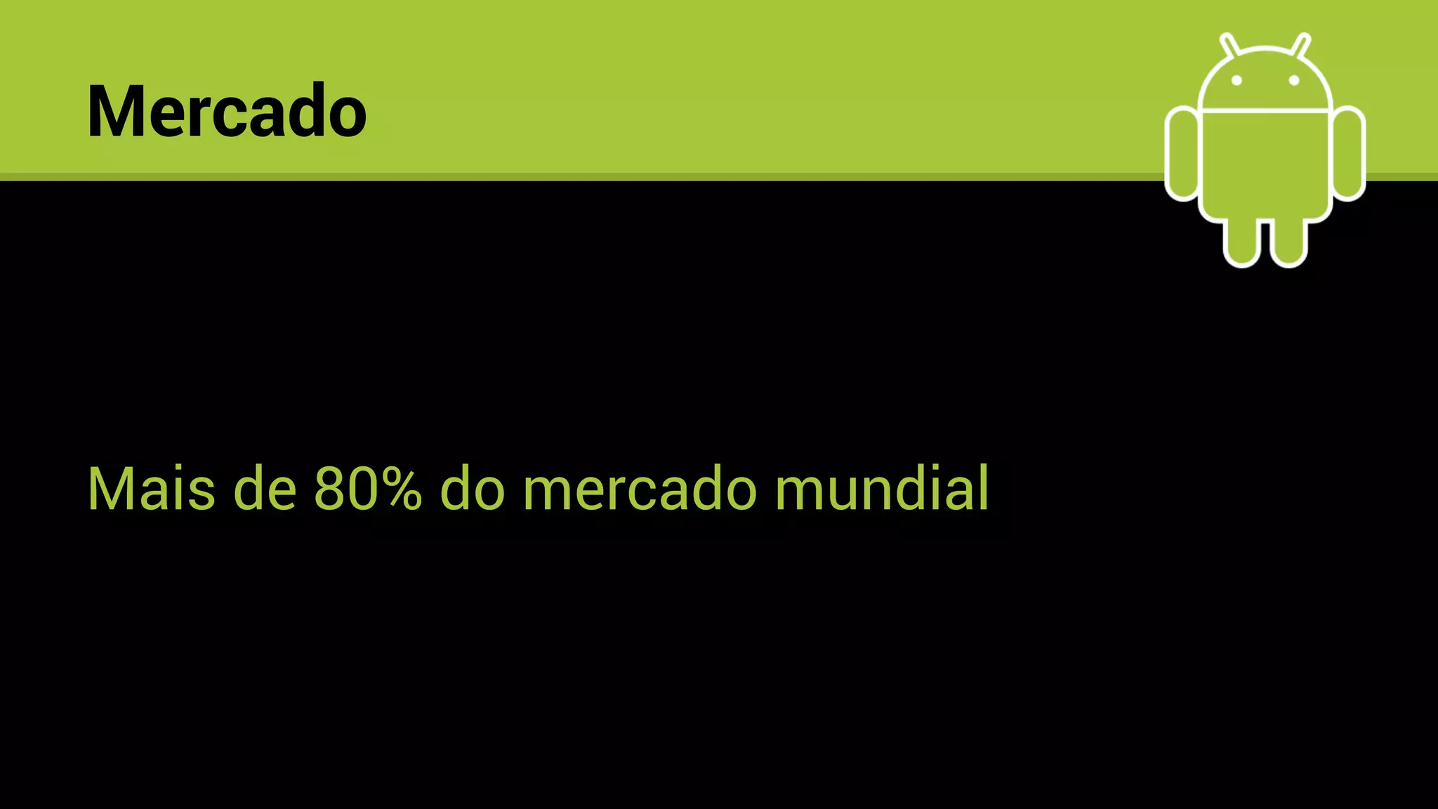Mercado
Mais de 80% do mercado mundial
 