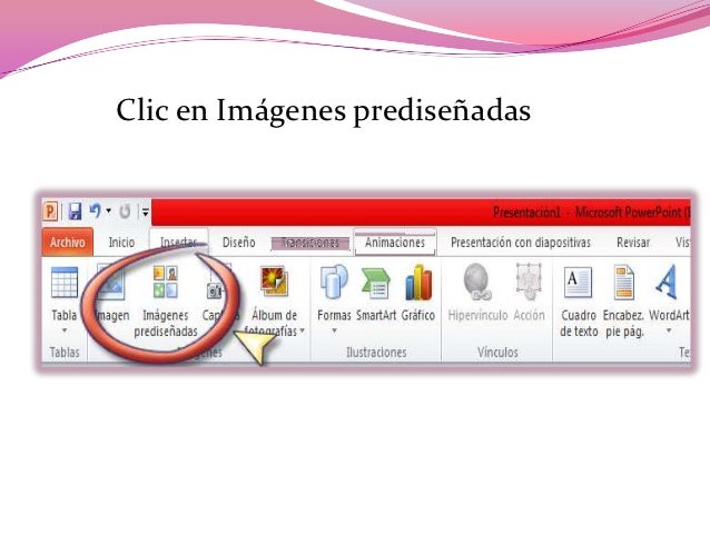 Como insertar una imagen prediseñada en power point