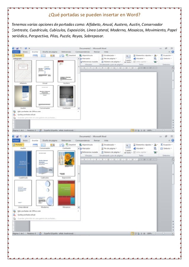 Como insertaruna portada en word