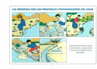 LAS PERSONAS SON LOS PRINCIPALES CONTAMINADORES DEL AGUA
SI ADEMÁS DE TENER POCA AGUA,
lA ENSUCIAMOS, LLEGARÁ UN DíA
EN QUE NO TENGAMOS AGUA
PARA BEBER.
6
 