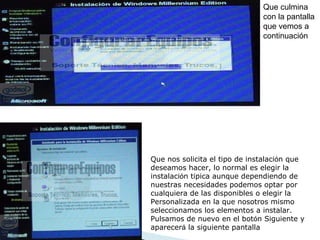 Que culmina con la pantalla que vemos a continuación  Que nos solicita el tipo de instalaci ó n que deseamos hacer, lo normal es elegir la instalaci ó n t í pica aunque dependiendo de nuestras necesidades podemos optar por cualquiera de las disponibles o elegir la Personalizada en la que nosotros mismo seleccionamos los elementos a instalar. Pulsamos de nuevo en el bot ó n Siguiente y aparecer á  la siguiente pantalla  