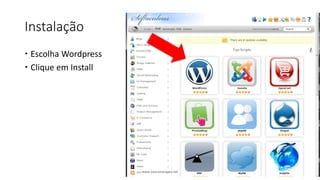 Instalação
Escolha Wordpress
Clique em Install
www.vascomarques.net