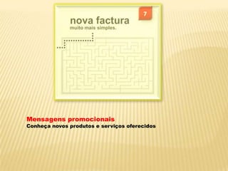 Mensagens promocionaisConheça novos produtos e serviços oferecidos