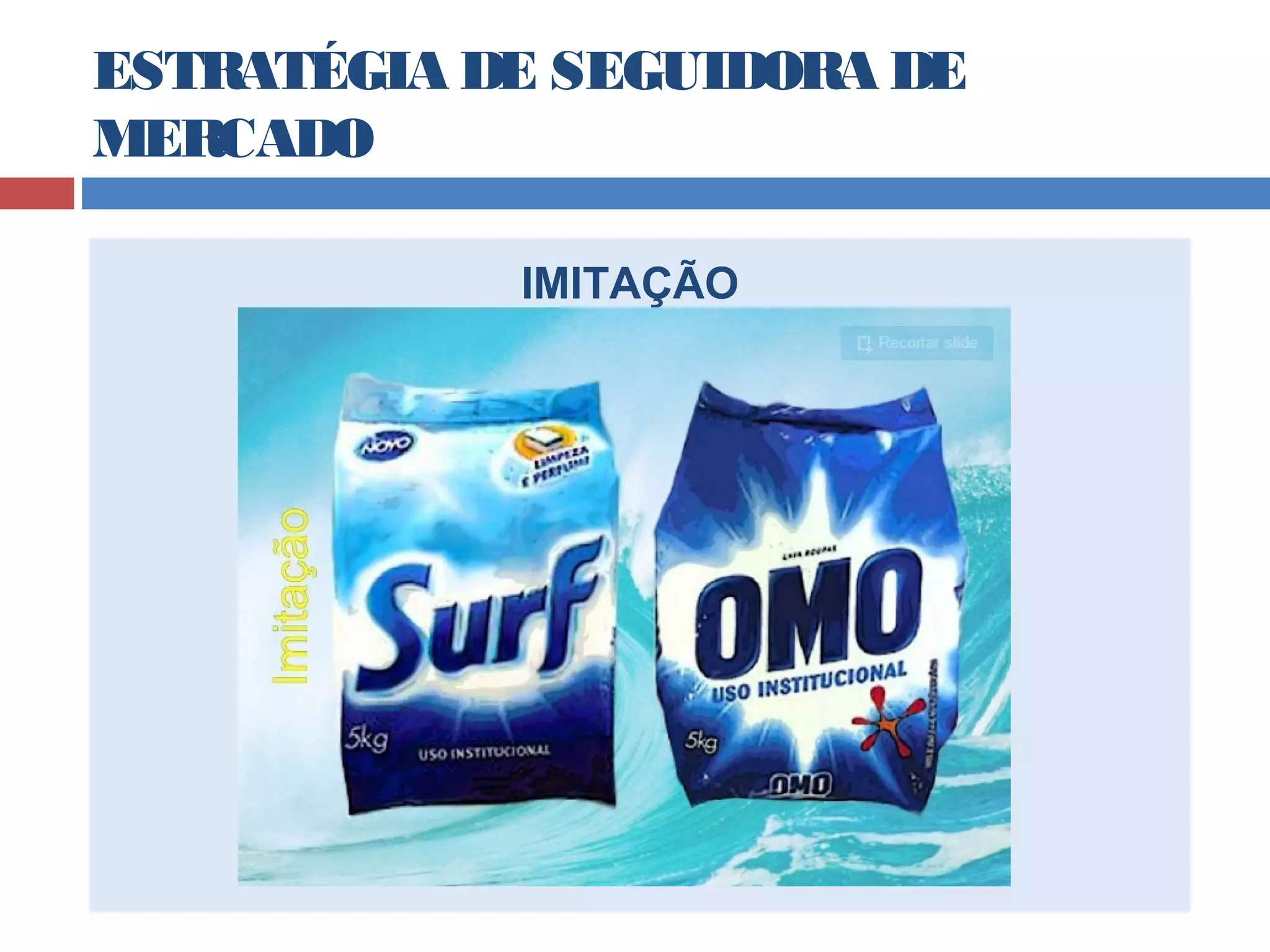 ESTRATÉGIA DE SEGUIDORA DE
MERCADO
IMITAÇÃO
 