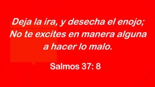 Salmos 37: 8
Deja la ira, y desecha el enojo;
No te excites en manera alguna
a hacer lo malo.
 