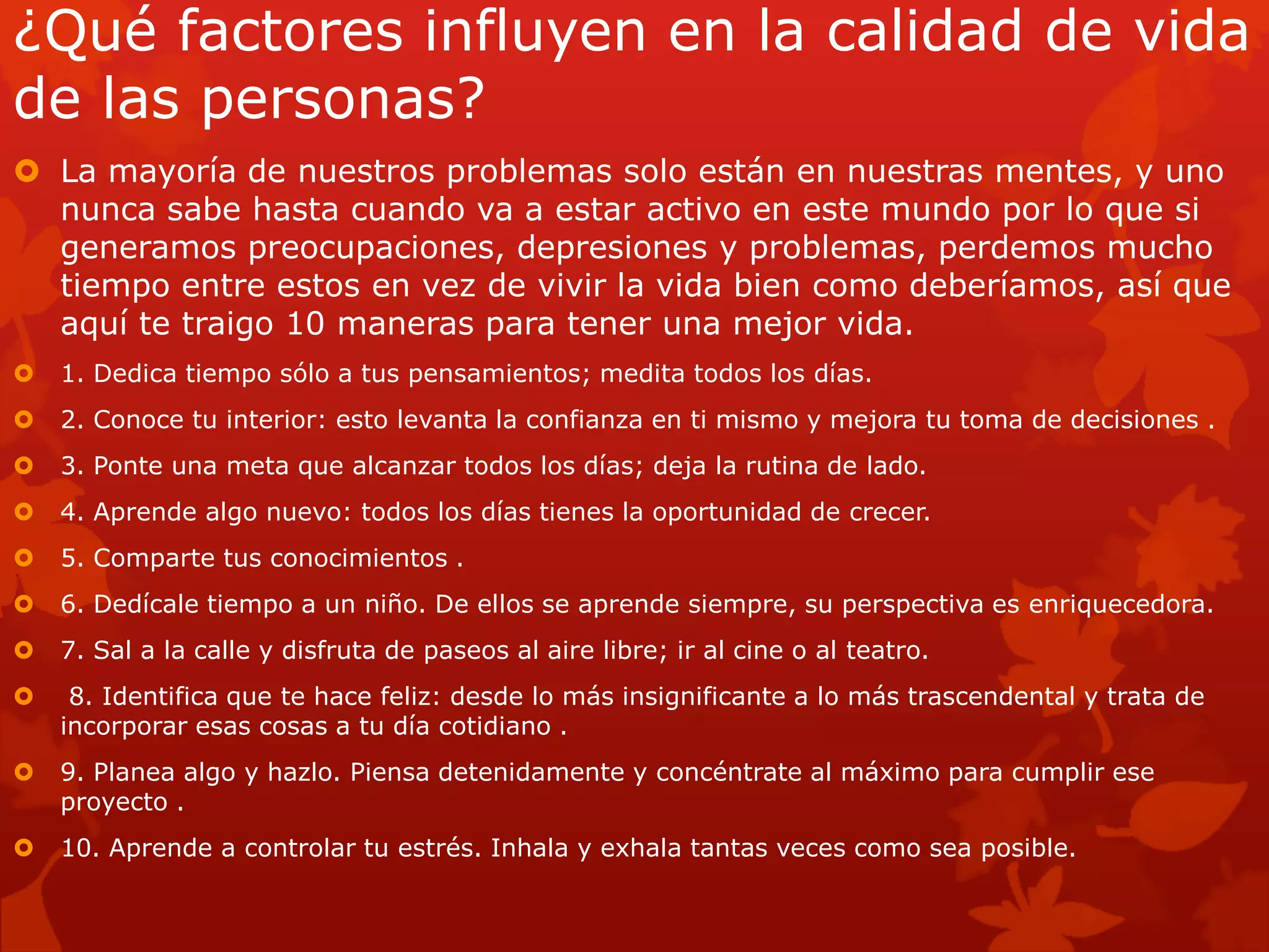 Como mejorar la calidad de vida | PPTX