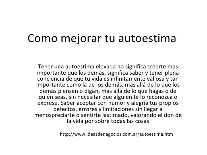 Como mejorar tu autoestima