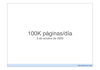 100K páginas/día
   3 de octubre de 2005




                          microsiervos.com
 