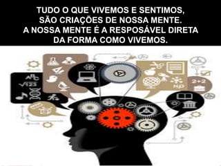 TUDO O QUE VIVEMOS E SENTIMOS,
SÃO CRIAÇÕES DE NOSSA MENTE.
A NOSSA MENTE É A RESPOSÁVEL DIRETA
DA FORMA COMO VIVEMOS.
 