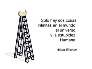Solo hay dos cosas
infinitas en el mundo:
el universo
y la estupidez
Humana.
Albert Einstein
 