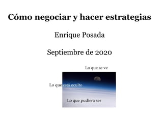 Cómo negociar y hacer estrategias
Enrique Posada
Septiembre de 2020
 
