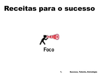 Receitas para o sucesso
1. Sucesso, Talento, Estratégia
 