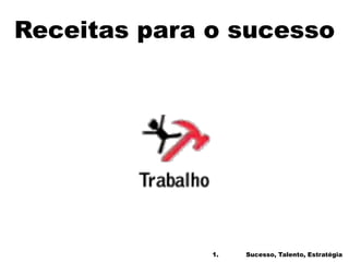 Receitas para o sucesso
1. Sucesso, Talento, Estratégia
 