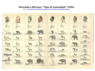 Ilustrando a diferença: “Tipos de humanidade” (1854).
Fonte: http://www.wm.edu/as/anthropology/research/ihb/scienceideology/index.php