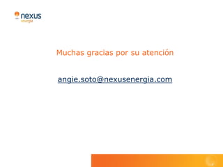 Muchas gracias por su atención


angie.soto@nexusenergia.com
 