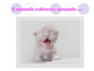 E quando estiveres cansado  … 