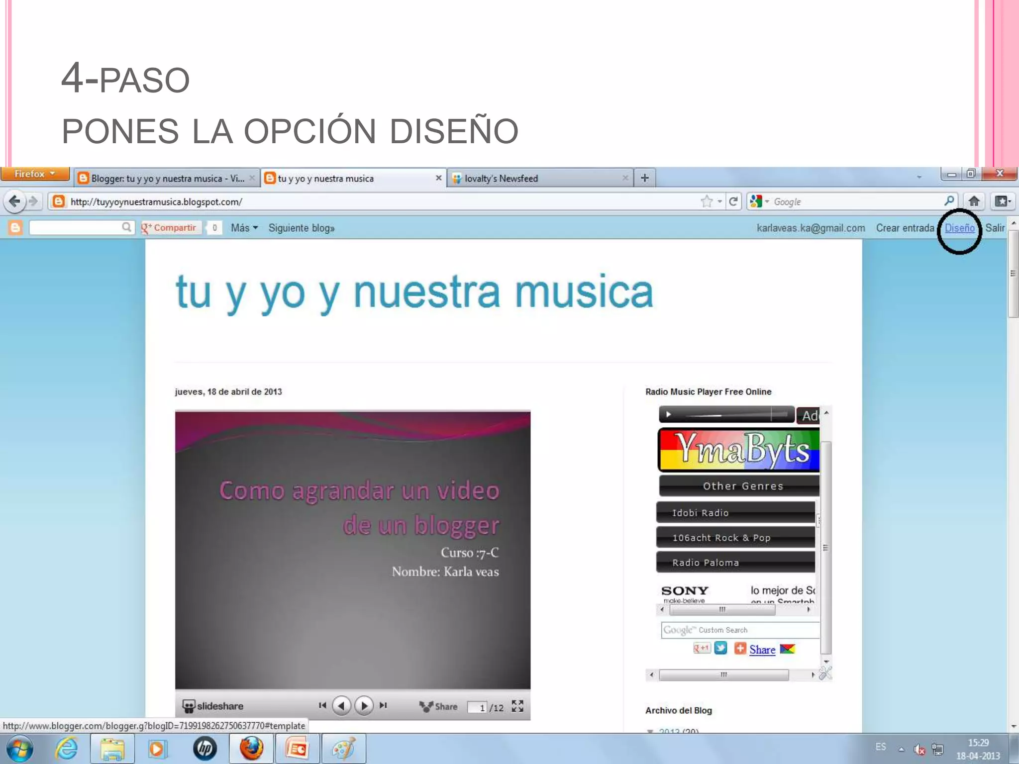 4-PASO
PONES LA OPCIÓN DISEÑO
 