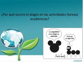 ¿Por qué ocurre el plagio en las actividades (tareas)
académicas?
 