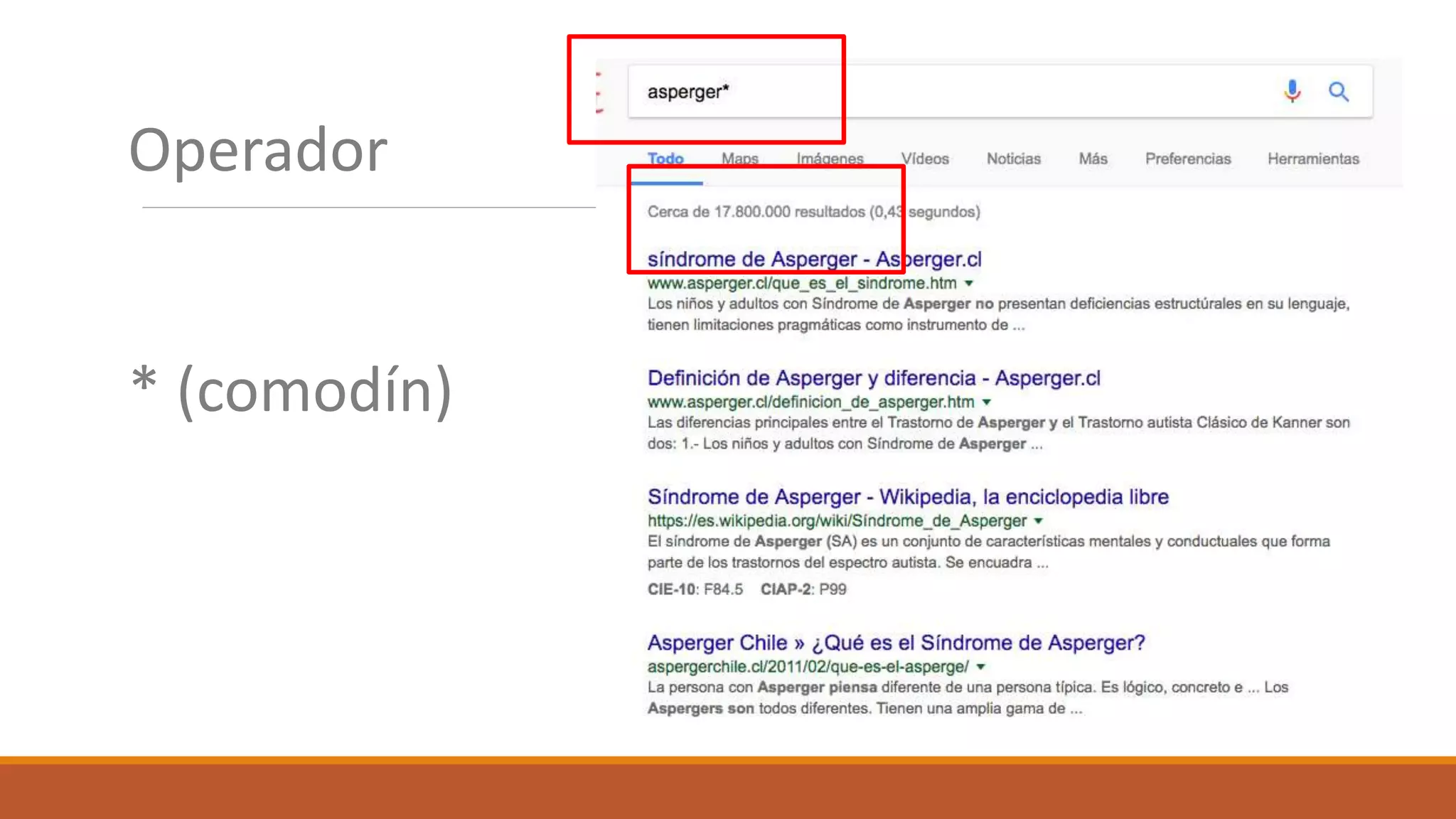 Operador
* (comodín)