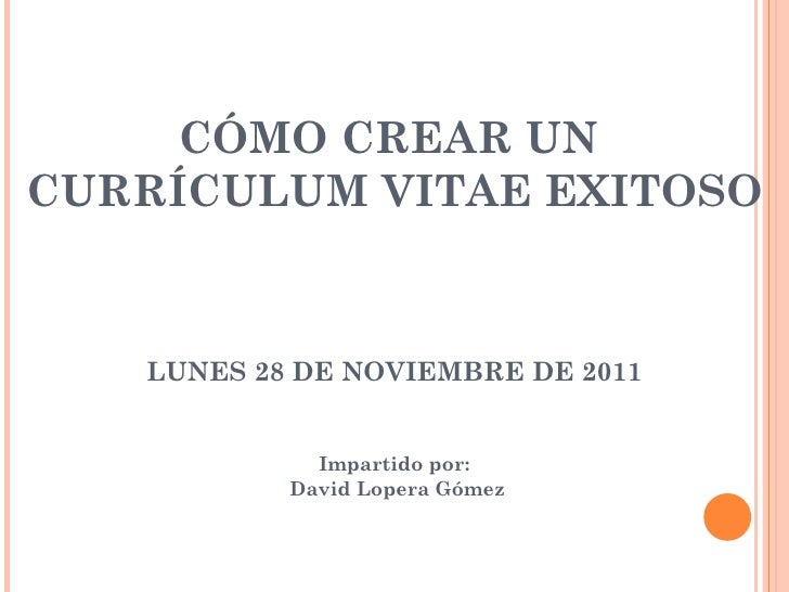 Como Realizar Un Curriculum Vitae