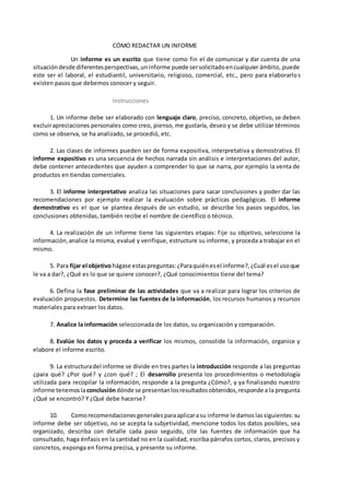 Cómo redactar un informe | DOCX