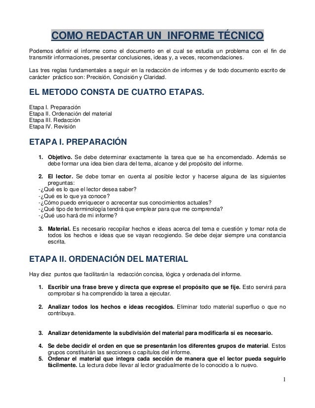 como redactar un informe tecnico como se redacta un informe