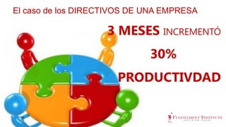 El caso de los DIRECTIVOS DE UNA EMPRESA
3 MESES INCREMENTÓ
30%
PRODUCTIVDAD
 