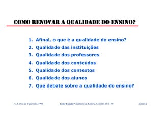 Como Renovar a Qualidade do Ensino