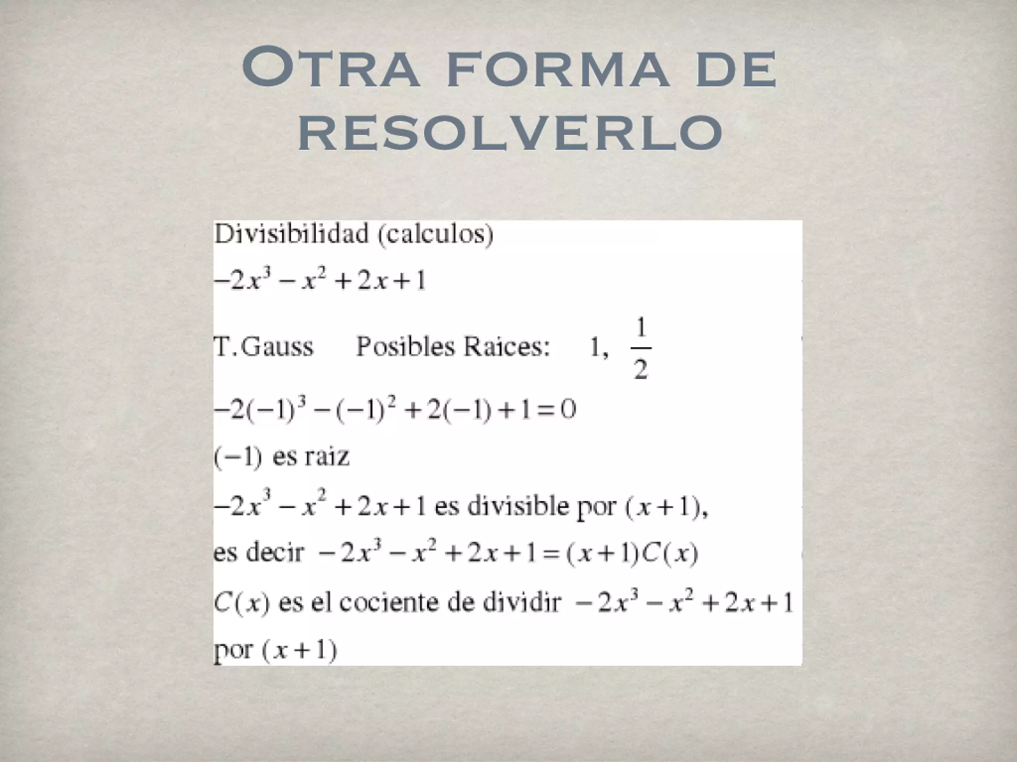 Como resolver una ecuacion de tercer grado PPT