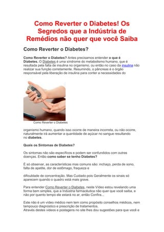 O Que é Reverter Diabetes O Que é Reverter Diabetes