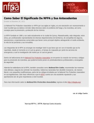 ver el código fuente




Normas NFPA | NFPA Alarmas Contra Incendio
 