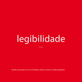 como se constrói um logótipo  legibilidade  tipografia




Legibilidade  Traduz a facilidade para reconhecer uma letra ou palavra. As famílias tipográficas com
esta característica têm um traço comum nas suas formas; uma grande altura x, um amplo espaço oco
(figura na página 17), e um desenho subtil e discreto entre a forma light e bold.

Readability  Descreve o modo como se lê e apreende um texto, e a facilidade com que se compreen-
de e interpreta o seu significado. Os cientistas acreditam que se pode quantificar a readability, através
da soma, velocidade de leitura+compreensão. A tipografia, pelas suas características é um parceiro
preponderante nos resultados de readability de um texto, não só na escolha do tipo de letra, mas na
afinação de todas as variáveis que lhe estão associadas e que podem ser cruciais; dimensão da letra,
kerning, tracking, entrelinha e comprimento da linha de texto. Com o intuito de avaliar o tipo de letra
versus readability, têm-se efectuado vários estudos científicos, que de uma forma geral têm tido resulta-
dos inconclusivos pelo facto de não existir um único denominador comum (tipo de letra), mas uma
variedade de possibilidades.

           “An illegible type, set it how you will, cannot be made readable. But the most legible of
           types can be made unreadable if it is set to too wide a measure, or in too large or too small
           a size for a particular purpose.”
           Geoffrey Dowding, 1957, in, Lund, 1999

Acuidade visual  Define a capacidade que o olho humano tem para percepcionar formas reduzidas
e muito próximas entre si, para a medir é utilizada a escala de Snellen, que define parâmetros de visão,
através da proporção entre a altura da letra e a distância a que é percepcionada. Na escala de Snellen,
a linha designada por 20/20 é a referência para uma visão normal, significa que se consegue ler as letras
a uma distância de 20 pés. Apesar de podermos definir a dimensão mínima de corpo de letra que con-
seguimos ler, não significa que a utilizemos regularmente, porque é pouco confortável ler um texto com esta dimensão de
                                                                                                                                                             Escala de Snellen
corpo de letra.




 It’s about legibility, by Allan Haley, Upper  lowercase Magazine, Ulc Online, 26/02/2001	
 Readability, não existe tradução para português.	
 Essay by Ellen Lupton, “Cold Eye: Big Science,” Print Magazine, Summer 2003.	
4  (...) In its drive to uncover fixed standards, the research has affirmed, instead, human tolerance for typographic variation and the elasticity of the
  “
  typographic system. Science can help ruffle our dogmas and create a clearer view of how variables interact to create living, breathing—and, yes,
  readable—typography.”, Essay by Ellen Lupton, “Cold Eye: Big Science,” Print Magazine, Summer 2003.
 20/20 pés, no sistema decimal equivale a 6/6 metros.	


13
 