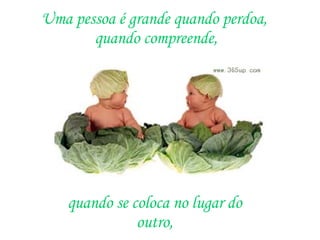 Uma pessoa é grande quando perdoa,  quando compreende, quando se coloca no lugar do outro, 