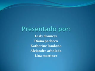 Lesly donneys
  Diana pacheco
Katherine londoño
Alejandro arboleda
  Lina martinez
 