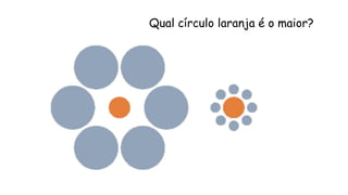Qual círculo laranja é o maior?
 