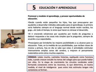 1AMOR Y AFECTOApoyar y aceptar al hijo, darle muestras físicas de  afecto, pasar tiempo de calidad de manera individual y no solo en el grupo familiar.Sin duda esencial, pero unido a las expresiones físicas del afecto para el hijo, es el lenguaje no verbal y el contacto físico, que generan efectos permanentes en lo profundo de la mente y dan seguridad haciéndolo sentir protegido.