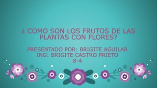 ¿ COMO SON LOS FRUTOS DE LAS
PLANTAS CON FLORES?
PRESENTADO POR: BRIGITE AGUILAR
ING: BRIGITE CASTRO PRIETO
8-4
 