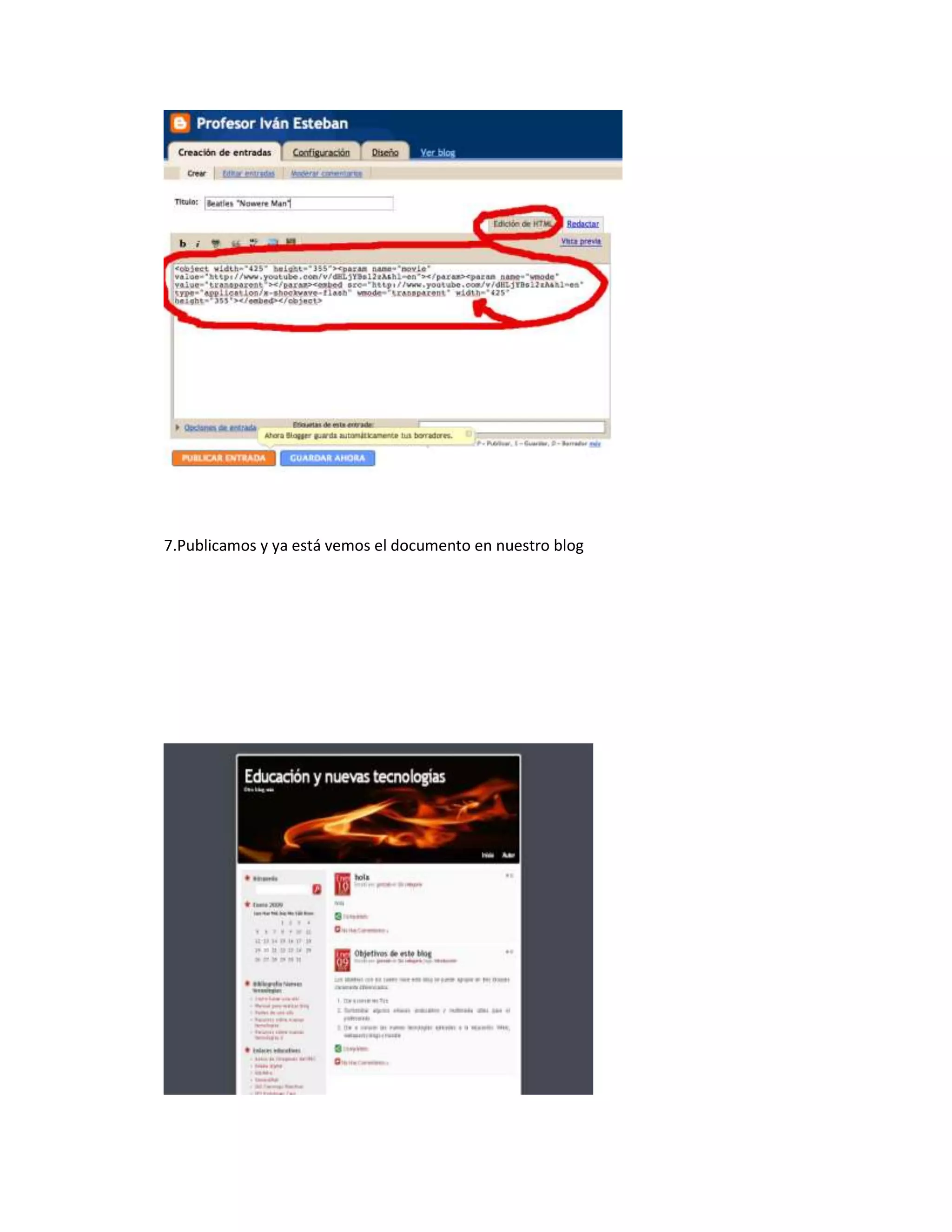 7.Publicamos y ya está vemos el documento en nuestro blog
 