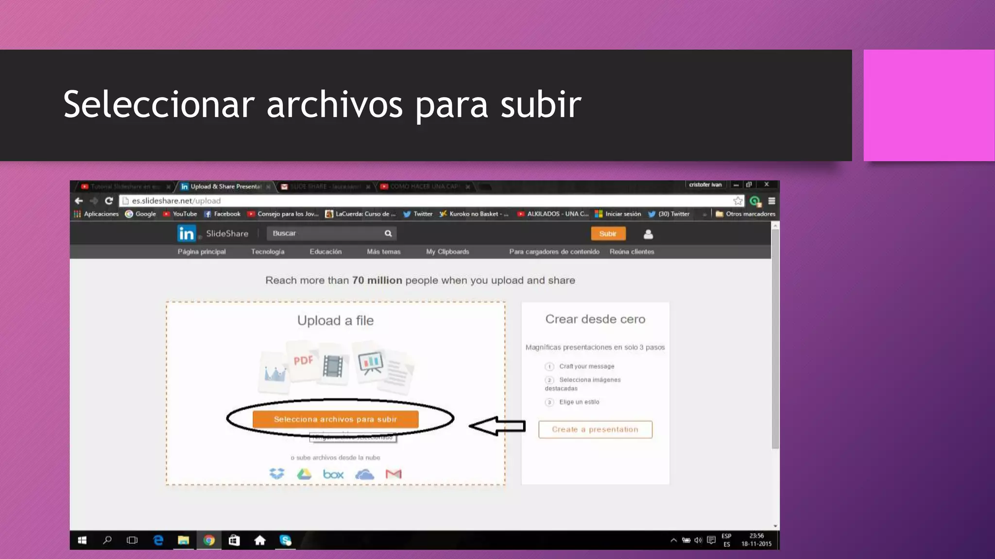 Seleccionar archivos para subir