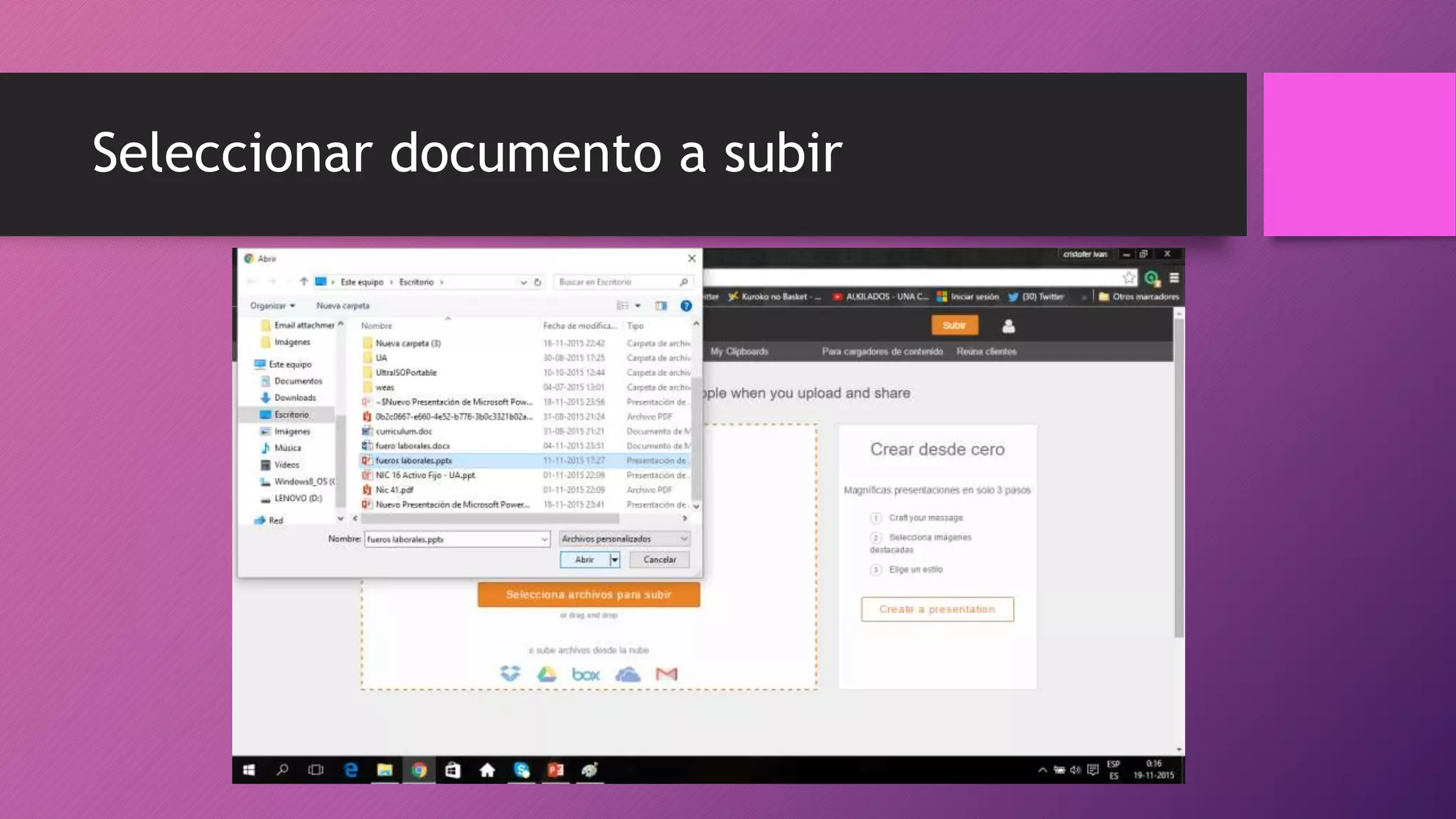 Seleccionar documento a subir