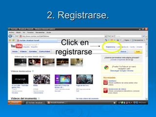 2. Registrarse. Click en registrarse
