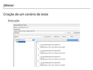 JMeter
Criação de um cenário de teste
Execução
 